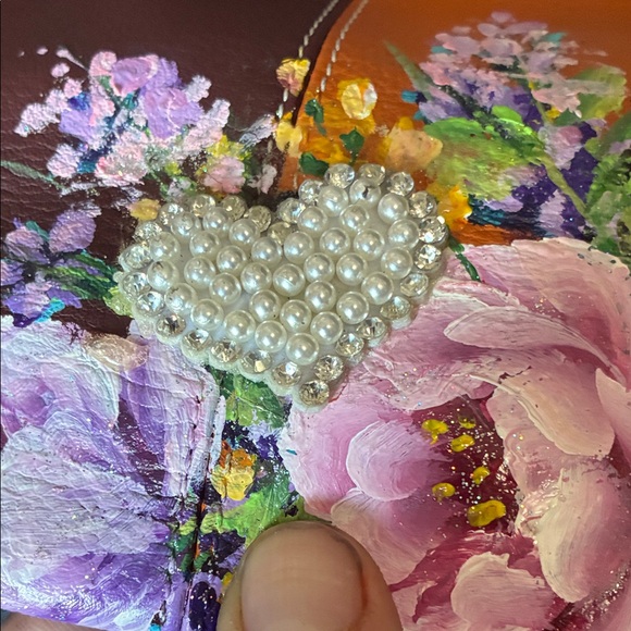 Floral Multi-Color Leather Handbag - Picture 5 of 16